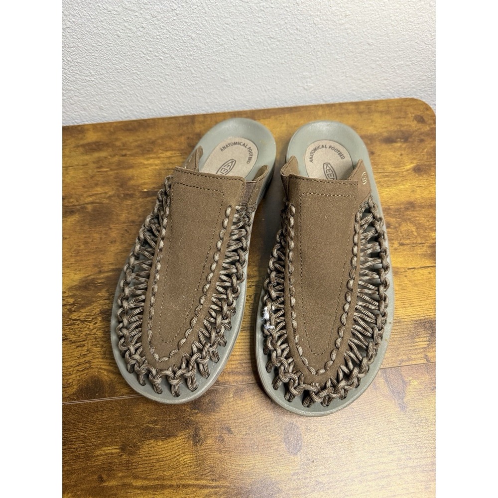 Keen Men's Uneek Slide On Sandal Size 8 Brown Suede Leather Net Shoes